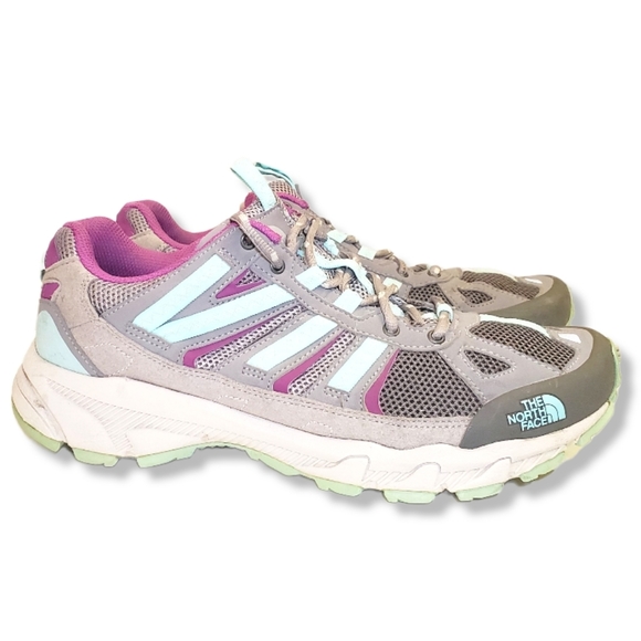#635 The North Face Gray & Purple Hiking Sneakers Shoes Women's Size 11 - Picture 3 of 7